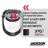 Jackson Safety Maxview - Protector facial ligero con trinquete, tinte transparente, sin revestimiento, negro, 14200 (quitar la película protectora antes de usar)