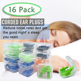 Tapones para los oídos para dormir, 16 pares de tapones para los oídos con cancelación de ruido, suaves, reutilizables, de silicona, resistentes al agua, reducción de ruido, para conciertos, natación, estudio, ruido fuerte, ronquidos