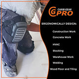 Rodilleras CARIB Gear para hombres y mujeres trabajadores, construcción de rodilleras, para suelos de techos, antideslizante, doble cojín extra de gel, rodilleras con guantes ligeros y gafas de seguridad (grises y negros) gafas y guantes de cuero, soporte