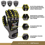 ATERET Guantes de trabajo de utilidad general, protección contra cortes e impactos, ligeros y transpirables, ajuste de rendimiento multiusos, duraderos (1 par, grande)