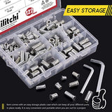 Hilitchi Kit de 120 piezas de insertos roscados, tuercas de inserción roscadas hexagonales, insertos de madera roscados, tornillo en tuerca, cierre roscado para muebles de madera (kit surtido de 1/4 pulgadas + 5/16 pulgadas, 120 piezas)