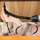 Juego de broca extensión de  flexible, incluye taladro de ángulo recto de 105°, extensión de broca flexible, 3 piezas de 1/4 3/8 1/2 pulgadas, juego de adaptadores universales de 3 piezas, soporte para brocas de destornillador