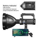 Linterna recargable de alto lúmenes, 90000 lúmenes LED superbrillante, 4 modos IPX5 luces de trabajo impermeables para senderismo, camping, caza y emergencias con trípode y salida USB