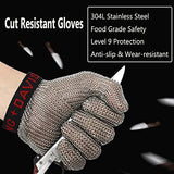 BCPPO Guantes de Trabajo Anticorte Guantes De COTA De Malla De Acero Inoxidable, Guantes Resistentes A Los Cortes De Trabajo Seguro para El Matadero del Taller De Reparación De Máquinas, 5 Tamaños