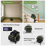 Nivel láser autonivelante, Elikliv Green Beam 4D Herramienta de nivelación y alineación de cuatro planos con batería recargable, línea vertical y horizontal de 360° con bolsa de transporte kit de herramientas láser