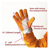 Guantes de Soldador Spot MUÑECO Guantes de 14"35 cm Splith Cowhide Worker Worker Gloves Reforzado Thumb Palm Revista Guante de Soldadura de Palanca Peso Ligero y ampliamente Utilizado