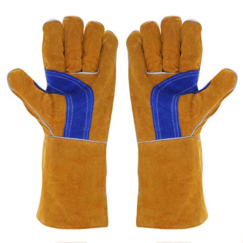 Guantes  de Soldador Cuero Alta Temperatura de Resistencia al Desgaste Sección de Aislamiento Caliente Línea de Fuego Soldadura eléctrica Soldadura