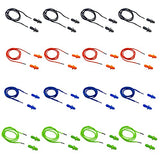 Tapones para los oídos para dormir con cancelación de ruido, 16 pares de tapones reutilizables para los oídos de silicona suave, reducción de ruido con cordón de nailon, protección auditiva para disparar, ronquidos, viajes, trabajo, estudio, ruido fuerte