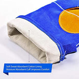 Guantes Soldador de Alta Temperatura Guanteletes A Prueba Fuego Resistentes Al Calor, Guantes Protección Cuero para Soldador, Barbacoa, Estufa,