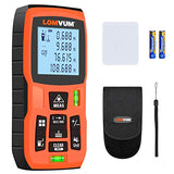 Medición láser LOMVUM 393 pies - Herramienta de medición láser con conmutación de unidad de M/in/pies, LCD retroiluminada, modo pitagórico, medida distancia, área y volumen, bolsa de transporte y batería incluida