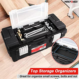 MAXPOWER Caja de herramientas de 16 pulgadas con bandeja extraíble, caja de herramientas portátil con mango de acero inoxidable y cierre de metal doble, nominal de hasta 33 libras