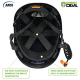 GREEN DEVIL Unisex-Adulto Casco Seguridad Casco Duro Con Visera Y Protección Para Los Oídos Casco Trabajo Abs Ventilado Liviano Y Ajustable Para Hombres Y Mujeres Suspensión 6 Puntos Aprobado