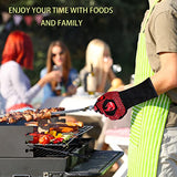 Guantes ignífugos para barbacoa, guantes resistentes a los cortes a la parrilla, guantes resistentes al calor, guantes de horno de silicona antideslizantes, guantes de cocina seguros para la cocina para guantes de horno, barbacoa, cocina, freír, 13.5 pulg