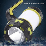 Linterna recargable para linterna de camping, 6 modos, banco de energía de 3600 mAh, gancho de colgar de dos vías, perfecto para acampar, caminar, recreaciones al aire libre, cable de carga USB incluido