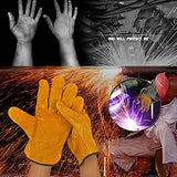 Guantes de Soldador de Piel，trabajo Guantes de soldadura para soldadores,barbacoa,jardinería,camping,estufa,chimenea