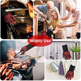 MSWKEY Guantes de Barbacoa, 1 Par Guantes de Horno Resistentes Al Calor Extremo hasta 800°C / 1472°F, Silicona Antideslizante Guantes de Cocina Universales para Parrilla, Hornear, Microondas y Chimenea Rojo