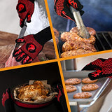 Guantes ignífugos para barbacoa, guantes resistentes a los cortes a la parrilla, guantes resistentes al calor, guantes de horno de silicona antideslizantes, guantes de cocina seguros para la cocina para guantes de horno, barbacoa, cocina, freír, 13.5 pulg