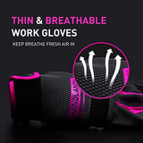 Guantes de trabajo de seguridad para hombres y mujeres, guantes mecánicos ligeros, pantalla táctil, guantes de trabajo de jardinería con agarre, alta destreza (Small, Pink)