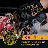 Guantes de trabajo utilitario para hombres y mujeres, guantes de trabajo de cuero sintético con agarre de silicona, transpirables, guantes mecánicos con pantalla táctil (grande, gris)