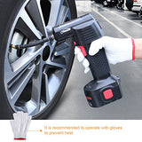 Oasser Compresor de aire inflador de neumáticos para bicicleta, compresor de aire eléctrico portátil con batería de 2200 mAh, pantalla LCD, 12 V, 110 V, 130 PSI, bolsa de almacenamiento, guantes P2