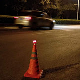 Cono De Tráfico Con Luz LED, Cono De Seguridad Altura 70 Cm Pieza De Señalización Emergencia Pilón De Seguridad Con Rayas Reflectantes Flexible Y Transportable