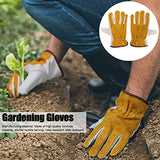 Anonry Garden Guantes de Cuero para Plantar, Trabajar, protección Solar, Resistentes a pinchazos, Resistentes a la abrasión, Guantes de Cuero con Dedos completos(M)