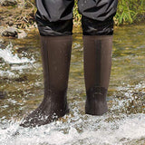 Obcursco Botas impermeables de goma de neopreno de 6 mm para hombres y mujeres, botas de lluvia aisladas para actividades al aire libre. Ideal para trabajo en granja, caza y pesca, Aislamiento de 400 g, color marrón., 10