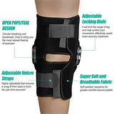 NEENCA Rodillera articulada, inmovilizador de rodilla ajustable con estabilizadores laterales de diales de bloqueo, soporte médico ROM para dolor de rodilla, artritis, ACL, PCL, desgarro de menisco, lesiones/recuperación post OP