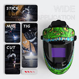 Casco de soldadura de color verdadero con visión lateral, con visión lateral, 4 sensores de arco de sombra ancha 4/5-9/9-13 máscara de soldadura para TIG MIG ARC Molienda Plasma LYG-Q800D-ME