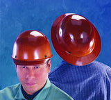 Casco duro de seguridad con suspensión de trinquete Fas-Trac III | Tapa sin ranuras, hecha de resina fenólica, cargas de calor radiante de hasta 350 F, tamaño estándar en azul