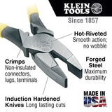 Klein Tools D213-9NE-CR - Alicates de crimpado de lineman, diseño aerodinámico de alto apalancamiento hecho de acero endurecido por inducción, 9 pulgadas