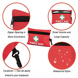 Mini kit de primeros auxilios, kit de primeros auxilios, 110 piezas, incluye manta de papel de aluminio, respirador de RCP, tijeras para viajes, hogar, oficina, vehículo, camping, lugar de trabajo y al aire libre (rojo)