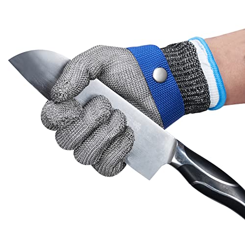 ThreeH Guantes de trabajo resistentes al corte de acero inoxidable Guantes de alambre 316L Nivel 5 de protección Para Cocina Carnicero GL09 S(1 pieza)