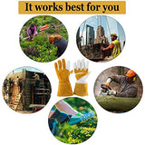 Guantes de jardinería de piel para mujeres y hombres, guantes transpirables de poda con guanteletes a prueba de espinas, mangas largas de piel de vaca para jardinero y granjero (XL)