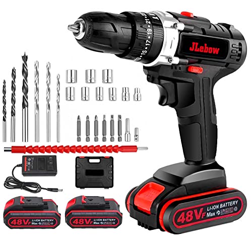 Taladro Electrico Inalambrico/modo de trabajo tres en uno,atornillado, taladrado, impacto juego de herramientas de taladro eléctrico 1350 RPM 2 baterías recargables de iones de litio