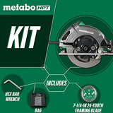 Metabo HPT Kit de sierra circular de 7-1/4 pulgadas | 6.000 rpm, motor de 15 amperios | Soplador de polvo integrado | Hoja de marco/rasgado premium 24T | Ajuste de bisel con una sola mano | C7SB3