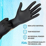 PYRSIVA Guantes desechables de nitrilo médico | Sin látex | Grado médico (L, negro)