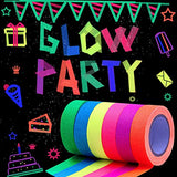 Juego de cintas adhesivas de luz negra, 6 colores, cinta de tela de neón, luz negra fluorescente UV que brilla en la oscuridad para fiestas UV (0.5 x 16.6 pies)