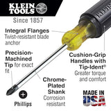 Klein Tools 80031 Juego de destornilladores, kit de 5 piezas, incluye 2 ranurados, 2 Phillips y 1 destornillador de punta cuadrada, agarre cómodo