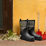 TIDEWE Botas de goma para mujer, botas de lluvia aisladas de neopreno de 5,5 mm con vástago de acero, botas de caza impermeables de media pantorrilla, botas de trabajo de goma duraderas para agricultura, jardinería, pesca (negro, camuflaje a cuadros y bor