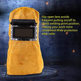 Capucha soldador con lente, capucha de soldadura de cuero, máscara de protección de casco de soldadura ajustable, absorción de sudor, resistente al calor, transpirable, para lugares de trabajo de soldadura