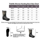 TIDEWE Botas de goma para mujer, botas de lluvia aisladas de neopreno de 5,5 mm con vástago de acero, botas de caza impermeables de media pantorrilla, botas de trabajo de goma duraderas para agricultura, jardinería, pesca (negro, camuflaje a cuadros y bor