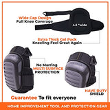 Rodilleras CARIB Gear para hombres y mujeres trabajadores, construcción de rodilleras, para suelos de techos, antideslizante, doble cojín extra de gel, rodilleras con guantes ligeros y gafas de seguridad (grises y negros) gafas y guantes de cuero, soporte