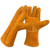 Guantes de soldador resistentes al calor y al fuego, guantes de trabajo de seguridad de cuero de 14 pulgadas para barbacoa, horno, soldador Tig, jardín y manipulación de animales