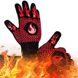 Guantes ignífugos para barbacoa, guantes resistentes a los cortes a la parrilla, guantes resistentes al calor, guantes de horno de silicona antideslizantes, guantes de cocina seguros para la cocina para guantes de horno, barbacoa, cocina, freír, 13.5 pulg