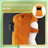 Capucha Soldador Protector de La Soldador de Cuero para Soldador de Cuero Tapa de Molienda con Cuello Drapeado de Hombro Filtro de Oscurecimiento de Drapeado Naranja