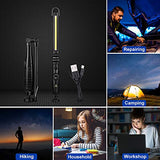 ORHOMELIFE Luz de trabajo LED recargable – 750 lúmenes linterna LED plegable linterna de mano inalámbrica luz de trabajo con base magnética, rotación de 360°, indicador de potencia para reparación de coche, garaje, hogar (paquete de 2)