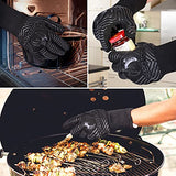 GEEKHOM Guantes para barbacoa, 1762 °F, resistentes al calor, certificado EN407, guantes de parrilla de 13 pulgadas para ahumar, hornear, cocinar, fogata (textura de llamas negras)
