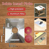 Placa de inserción de mesa de enrutador de aluminio, placa de inserción de enrutador de carpintería, placa de montaje de mesa con 2 anillos de inserción de mesa de enrutador y tornillos para enrutador de madera, 300 x 235 x 9,5 mm