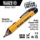Probador de voltaje sin contacto tipo lápiz de 50 a 1000 V CA con alarmas LED sonoras e intermitentes y clip de bolsillo - NCVT-1P Klein Tools